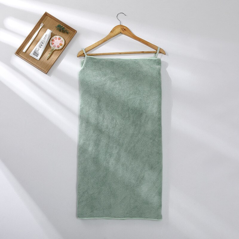 Polyester Coral Velvet Sling Bath Towel Woman Summer Thicken Wearable Bathing Towels Soft Comfortable Decorations Household: Light green