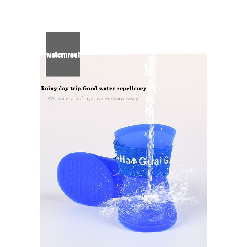 4pcs/set Pet Dog Rain Shoes Portable Rubber Rain Boots Footwear Puppy Cat Anti Slip Waterproof Footwear Four Seasons for Dogs