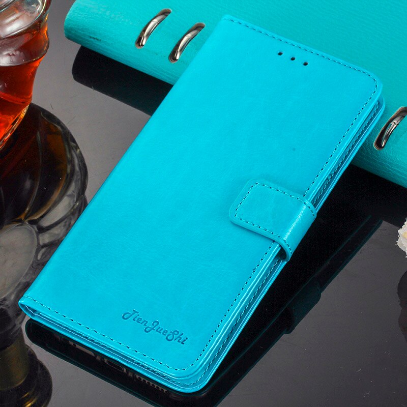 TienJueShi Durable Luxury Style Protective Leather Cover Phone Case For Logicom Le Fit 5 inch Pouch Shell Wallet Etui Skin: Blue