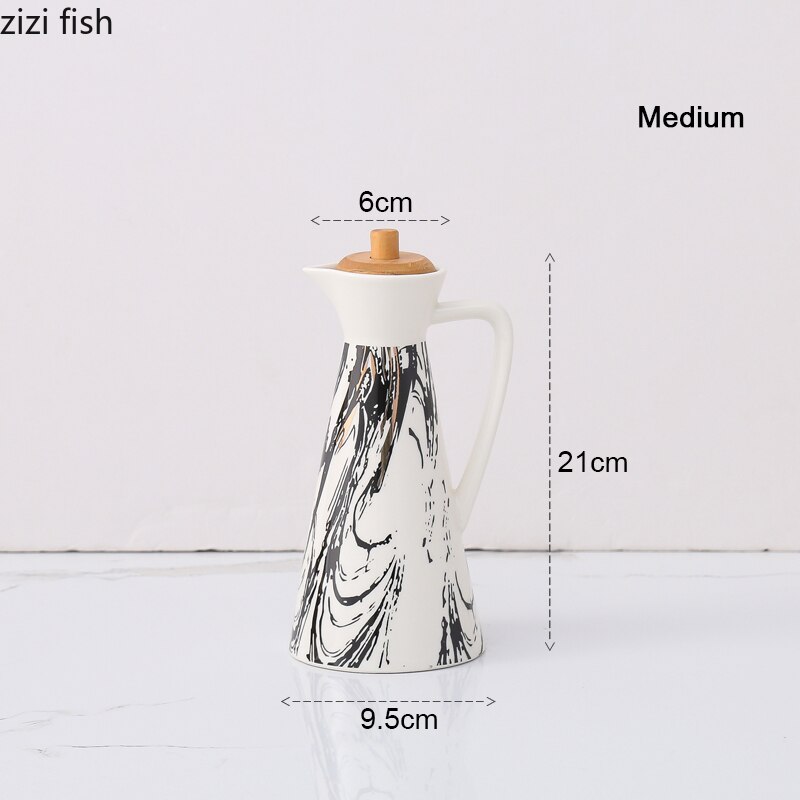 Ceramic Storage Bottle Hip Flask Kitchen Seasoning Bottle with Lid Household Pattern Snack Candy Storage Jar Cereal Dispenser: Storage bottle 3
