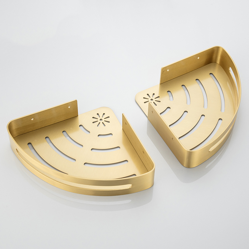 Goud Hoek Plank Badkamer Opslag Planken Aluminium Driehoek Handdoek Opslag Muur-Gratis Ponsen Douche Rack Badkamer Accessoires