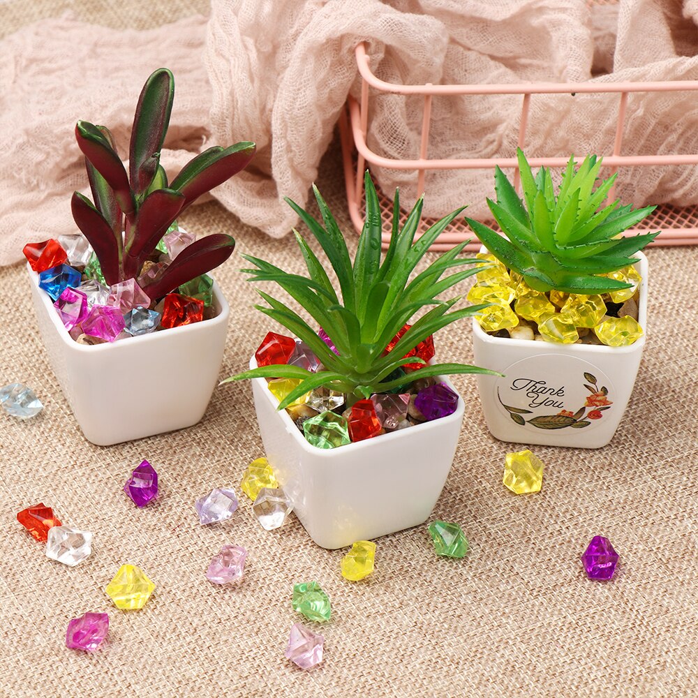 50Pcs/bag Colorful 1.4*1.1cm Aquarium Acrylic Stones Crystal Ice Cubes Decor Vase Filler Pebble Fish Tank Decor Flower Pot Decor