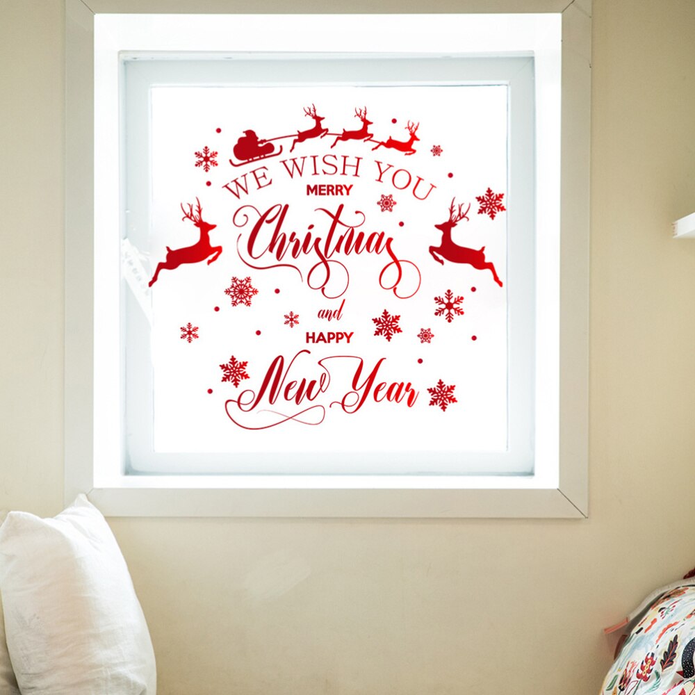 1Pc Christmas Decorative Stickers Elk Pattern Wallpaper Room Background Sticker: Default Title