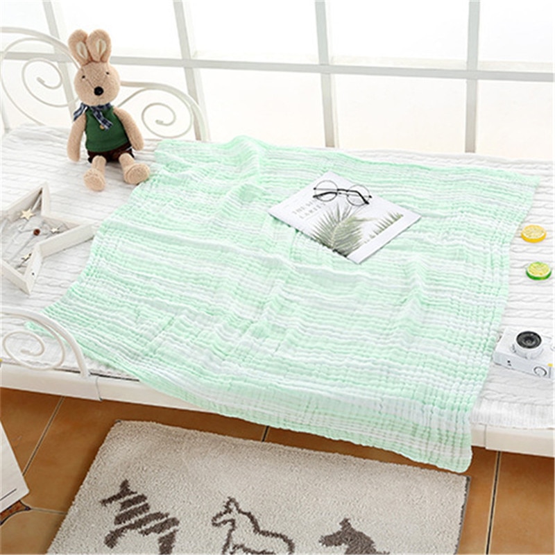 105 * 105cm bomulds gaze farve strip baby stort badehåndklæde baby håndklæde 0-2 år gammelt sengetæppe: 3