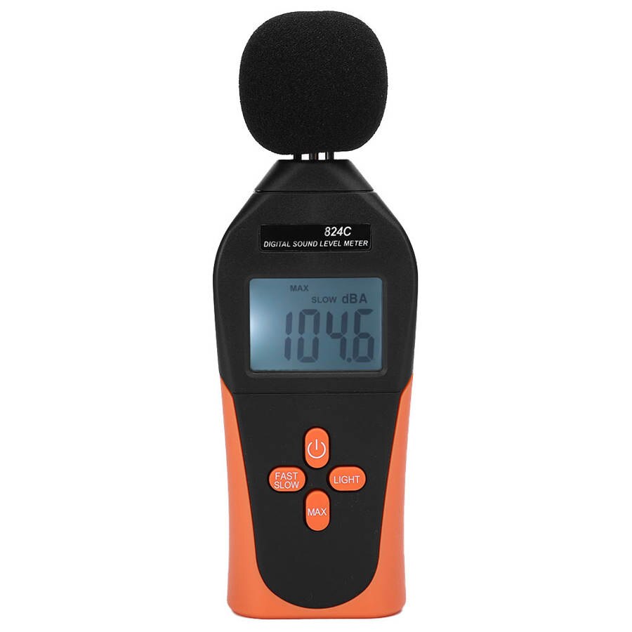 824C Portable Digital Sound Level Meter Noise Decibel Monitor Tester Measurement 30-130dBA