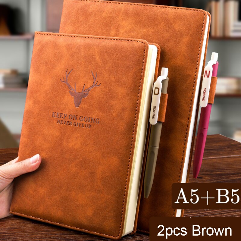360 Pages Thick A5 B5 Journal Notebook Daily Business Office Work Notebook Simple Thick College Office Diary School Supplies: A5 B5 Brown