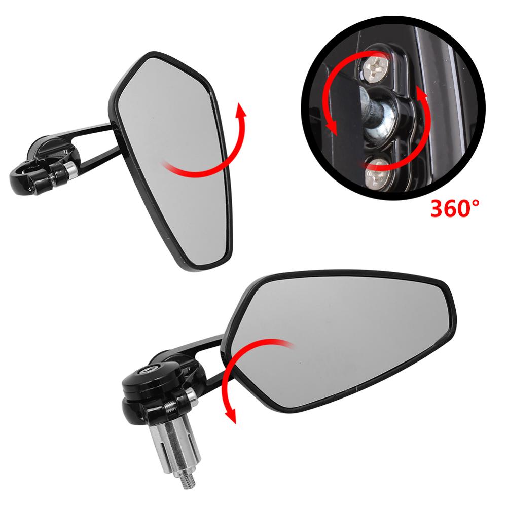 7/8" 22mm Universal Motorcycle Aluminum Rear View Black Handle Bar End Side Rearview Mirrors For Honda Cafe Racer