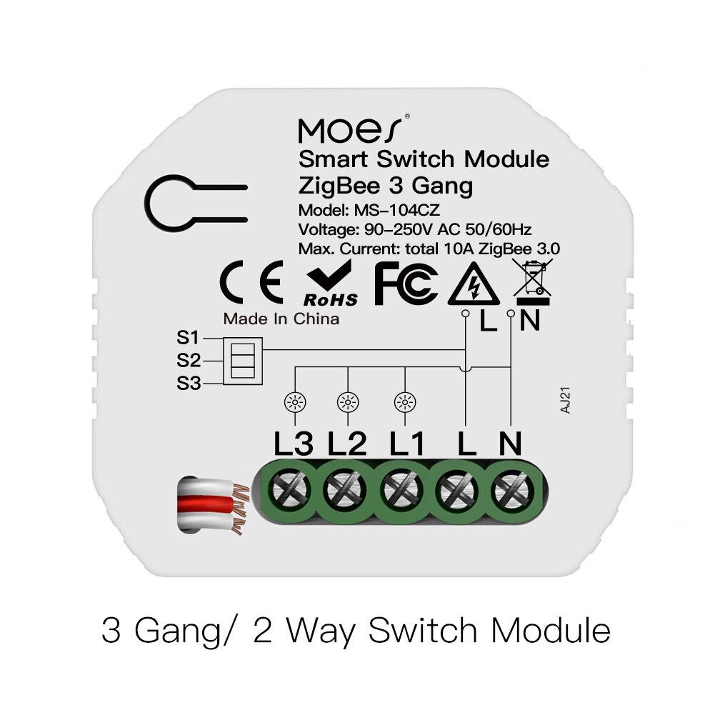 Moes tuya zigbee 3.0 smart-lichtschalter-relaismodul, 1/2/3 -fach dimmermodul, smart life tuya app-steuerung mit alexa und google home: Zb  - 3g schalter