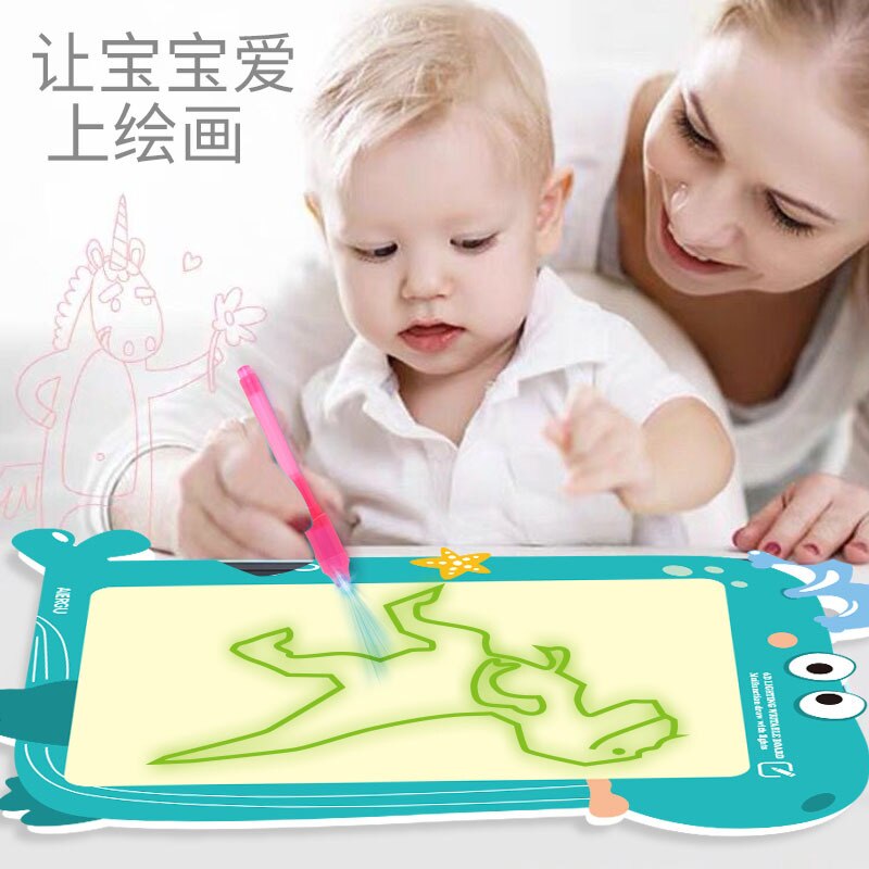 Writing Magic Drawing Board Set Educational Led Tablet Night Light Children Funny Toys Kids Russian Language Noctilucent