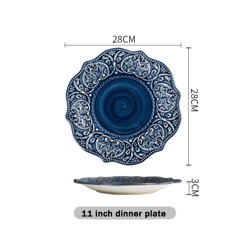 Dinner Set of Ceramic Dishes Full Ceramic Christmas Tableware Plates Ceramics Dishes for Serving Baroque Northern Europe: 11 inch dinner plate