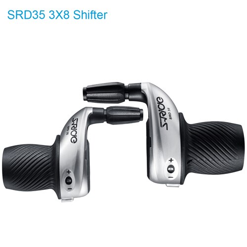 S-Ride MTB Bike 3x8 Speed Twist Shifter Left & Right Twist Grip Gear Shifters Bicycle Derailleur Compatible for Shimano SL-RS25: Silver 3X8 Shifter