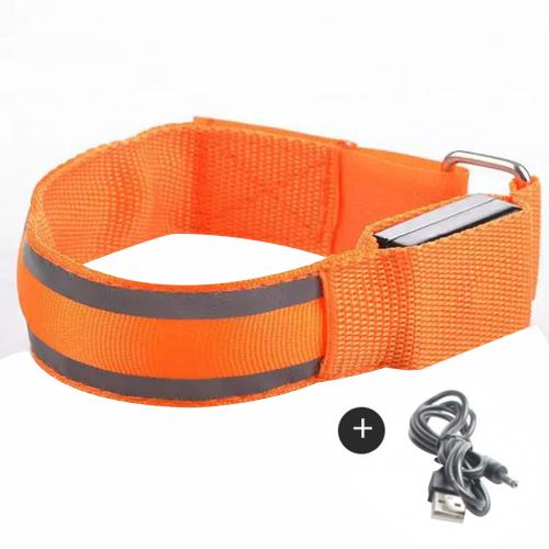 LED Night Riding Running Armband Arm Ring Luminous Double Reflective Strip Wrist Belt Warning Signal Light For Cycling Wristband: Orange / B