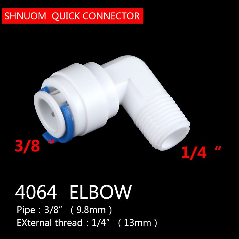 1/4 "Buitendraad Naar 3/8" Buis Pijp Connection 4064 Elleboog Diameter 13Mm Snelkoppeling Filter Ro Water omgekeerde Osmose Systeem