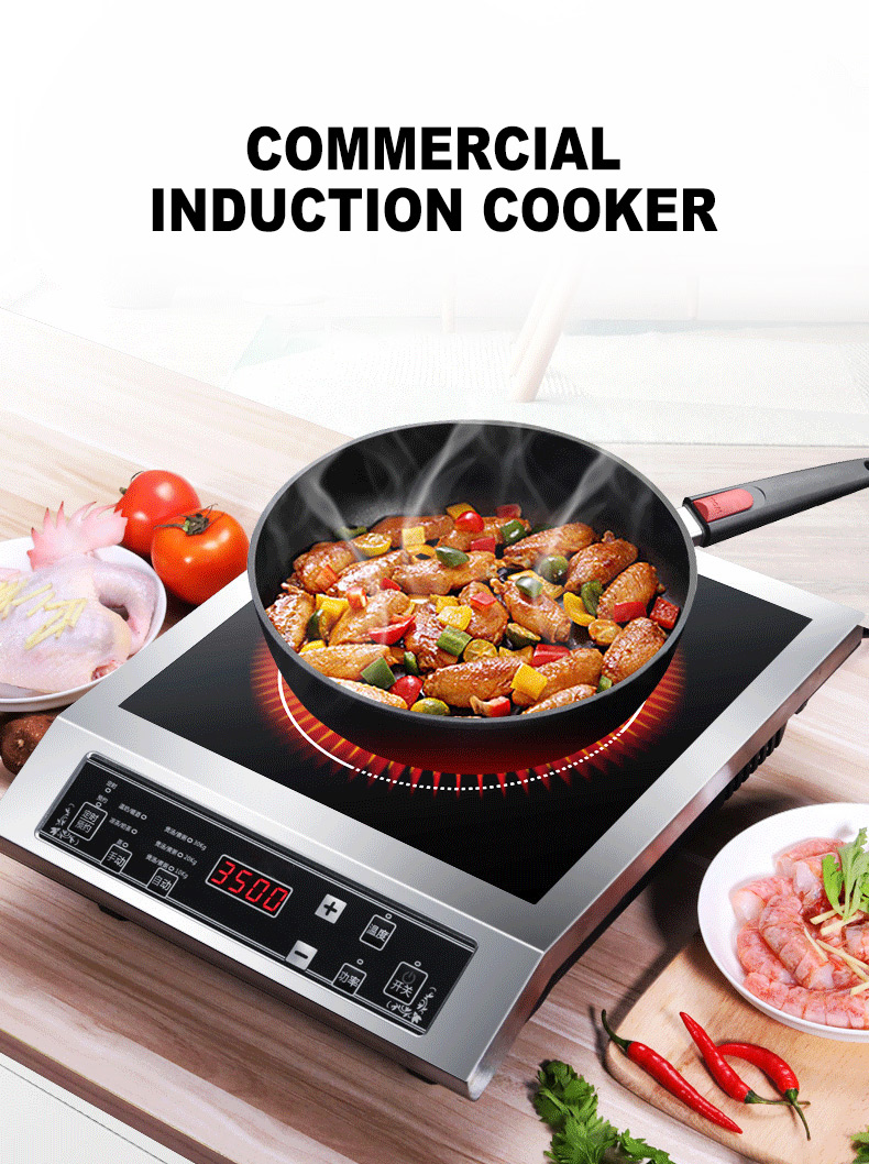 Household Induction Cooker Electric Hob Stove Panel Stir-fried Stove Cooking Unit Pot Soup Furnace 3500W Cooker Induction