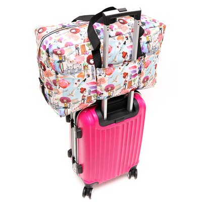 Folding Duffle Bag Women Large Travel Bag Portable Travel Organizer Weekend Bags Crossbody Big Overnight Bag Waterproof Tote: Pink owl