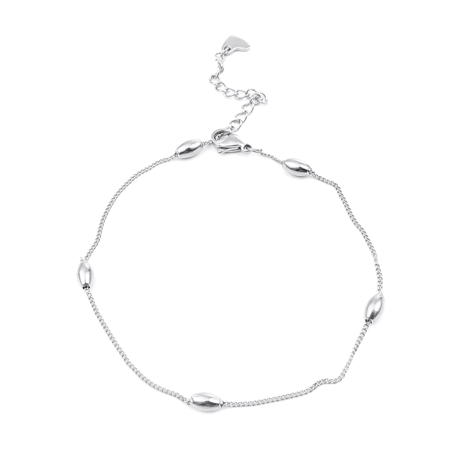 Mode 304 Rvs Enkelband Voor Vrouwen Gouden Kleur/Zilver Kleur Enkelbandje Armband Op De Hand Lover Sieraden , 1 Stuk: Silver