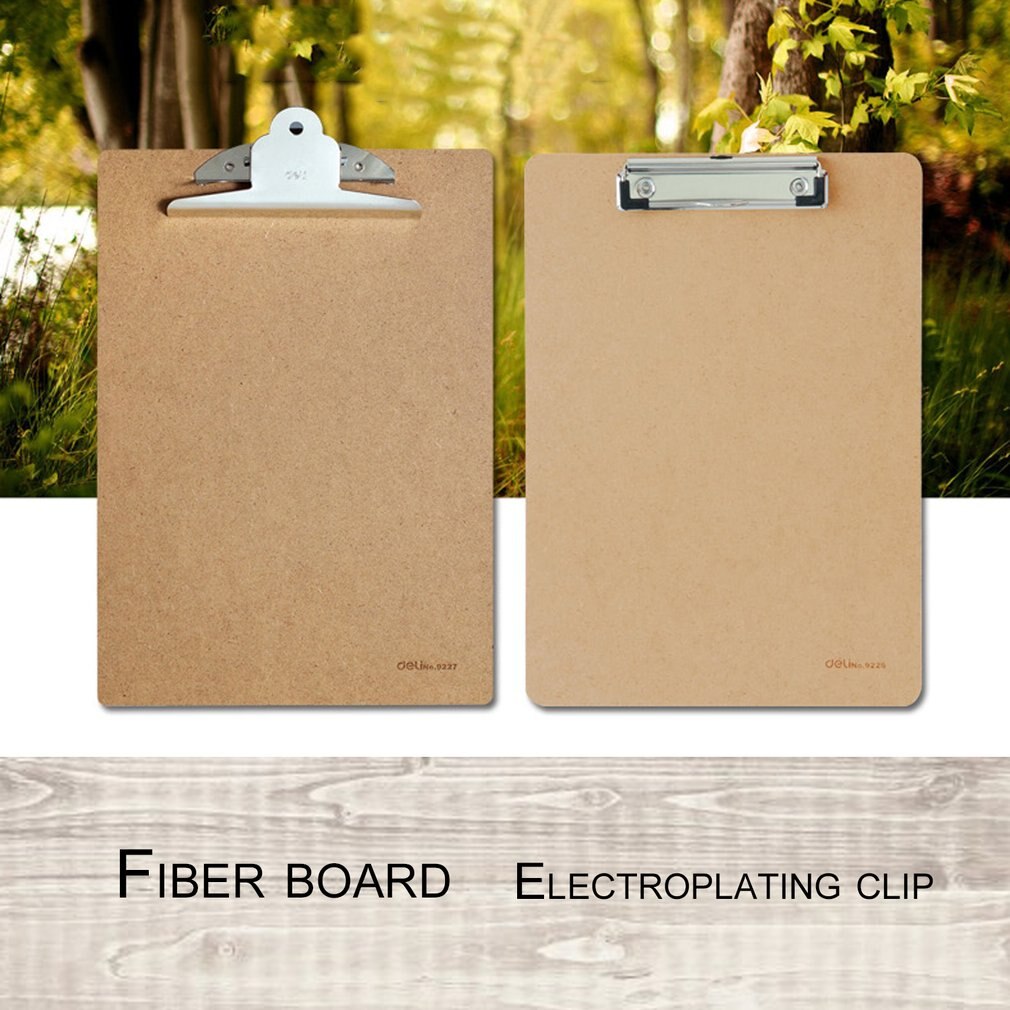 Deli 9224 a4 trä urklipp bärbar skrivtavla clipboard kontorsskola mötestillbehör med metallklämma