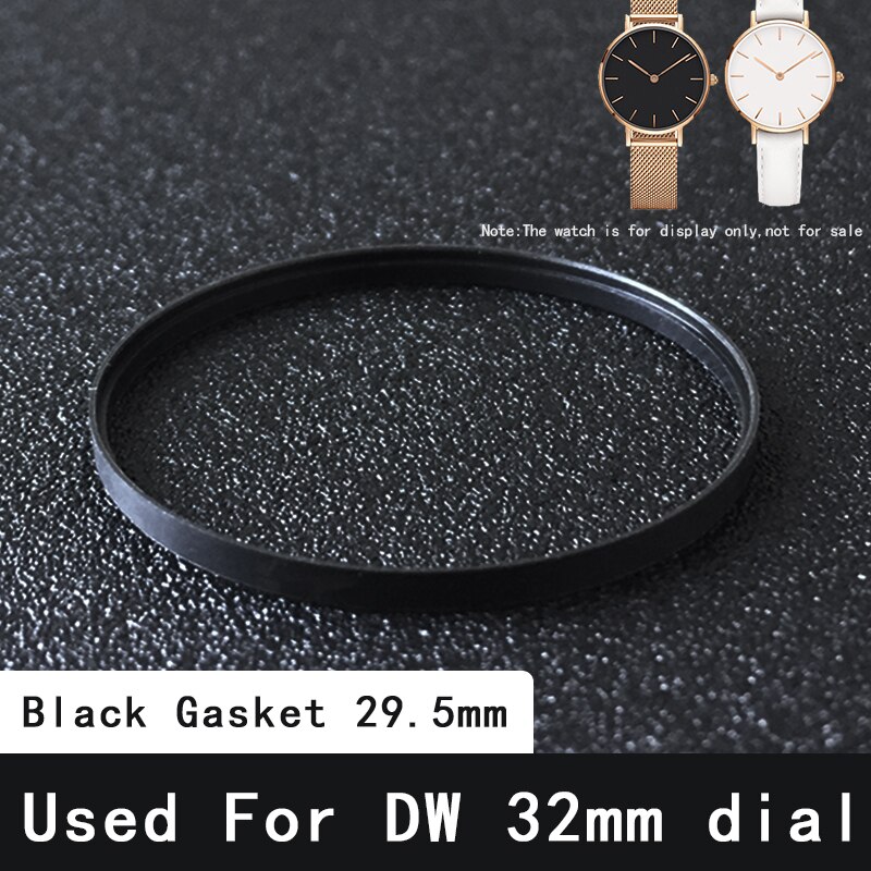 Guarnizione per orologio nera bianca DW 37.6 33.8 33.6 31.3 30.3 29.5 23.6mm diametro utilizzato per cassa frontale vetro rondella di plastica orologio sostituire parte: nero 29.5mm