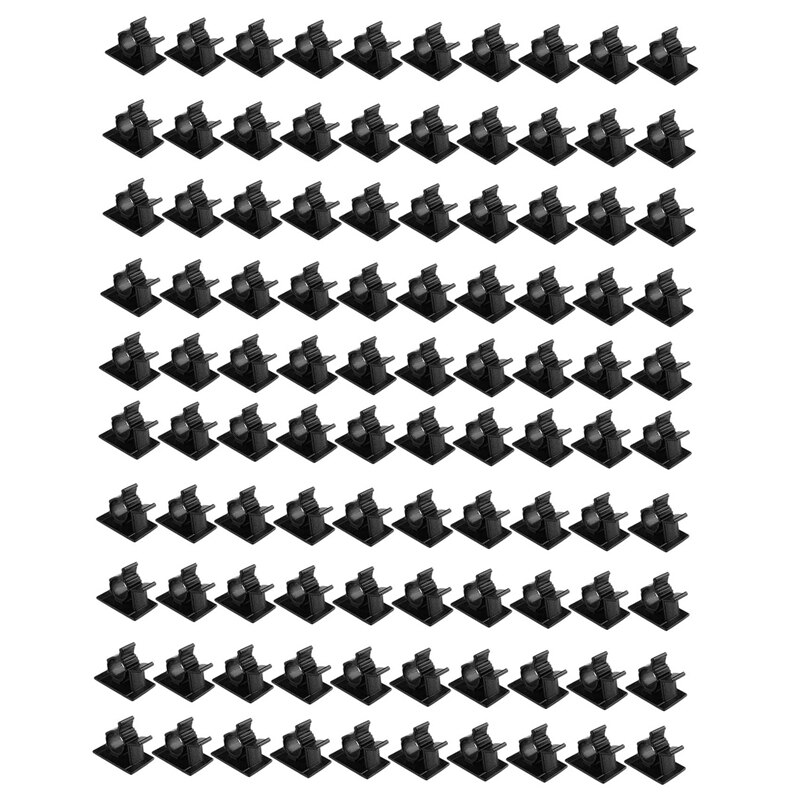 100Pc Self Adhesive Cable Clips Wire Clips Cable Clamps Tie Holder Cable Wire Organizer Management for Car: Black