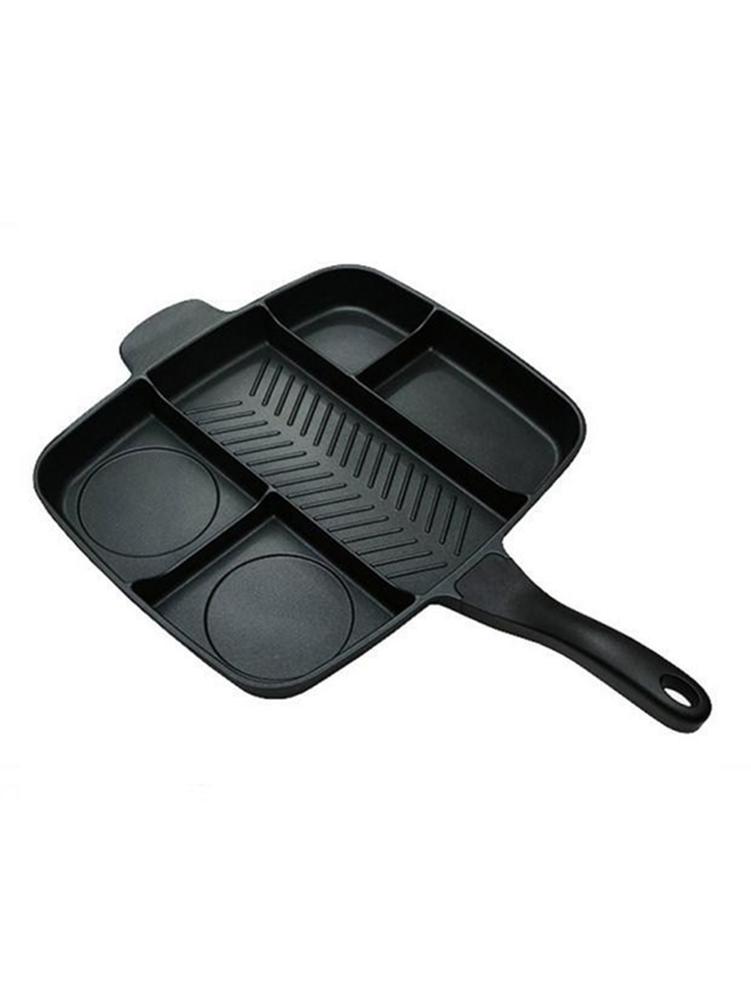 5 in 1 non-stick stegepande delt grillpande alt-i-en tilberedt morgenmadsgryde stege æg bøf ingen sod aluminium stegepande