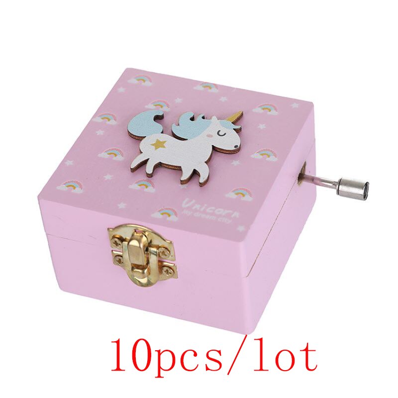 Caja Musical de madera para niños y niñas, 10 Uds., caja de de recuerdo de cumpleaños