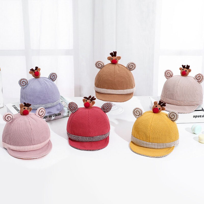 Dessin animé Animal bébé chapeau avec oreilles mignon Elk bébé fille garçon casquette de Baseball doux hiver enfants chapeau enfants casquettes Bonnet