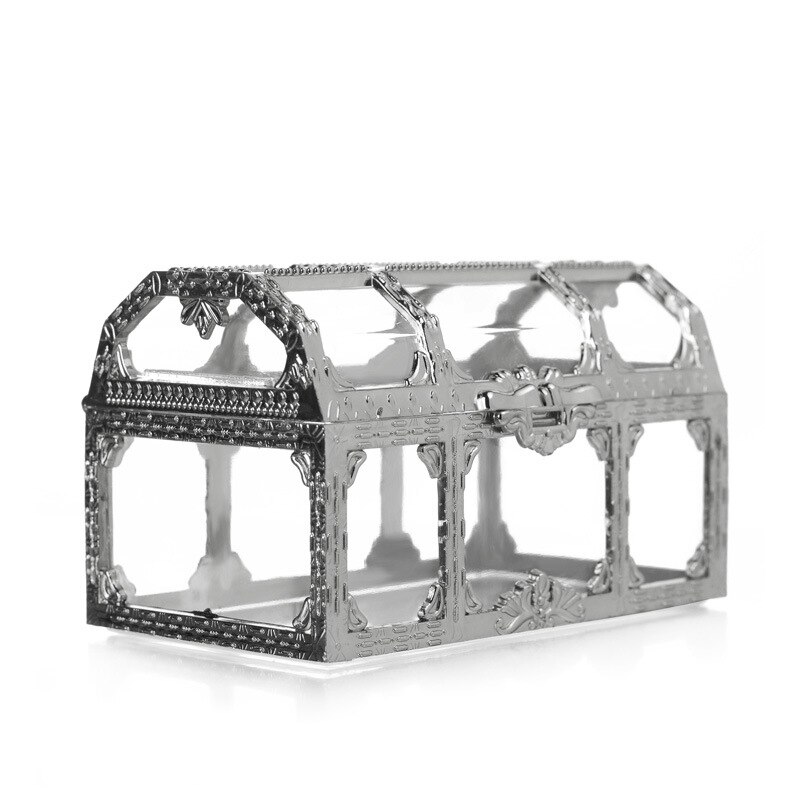 Cofre del Tesoro cajas de dulces de Chocolate funda decorativa elementos de recordatorio para fiestas de boda: L / Plata