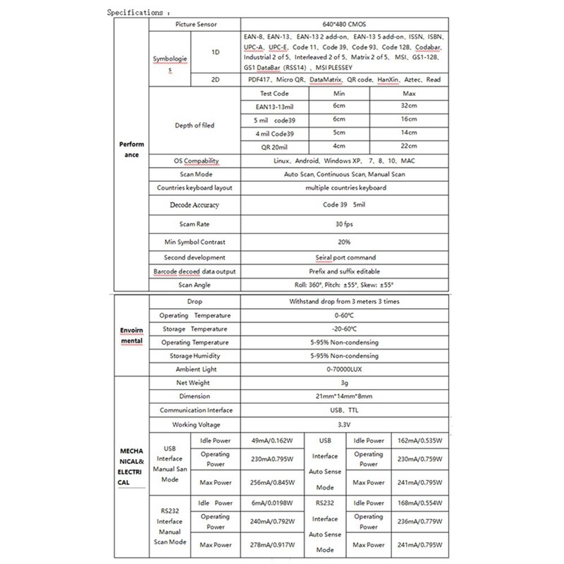 E3000Y Tweedimensionale Code Scannen Motor, Barcode Scanner, Twee-Dimensionale Scanning Module, pda Speciale Scannen Hoofd