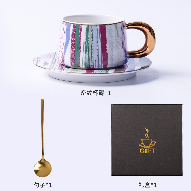 Taza De café Mate De cerámica nórdica De lujo, platillo , Tazas De café reutilizables, Tazas De café hechas a mano, EK50BD: A1