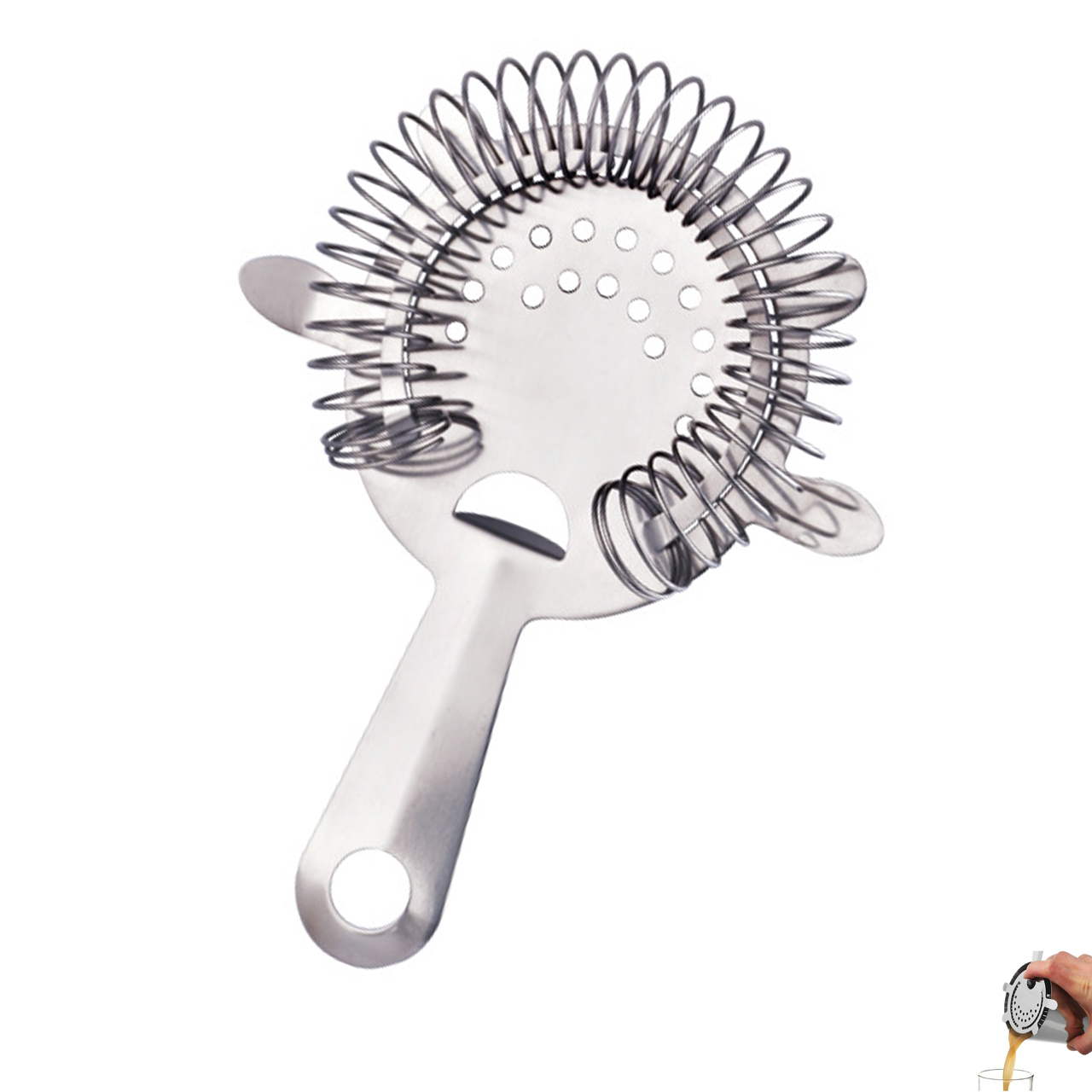 Outil de Bar pour Cocktail en acier inoxydable, filtre, bec verseur, cuillère à mélanger, couteau à chaîne, pinces à glace, tasse à mesurer, Shaker à Cocktail: Strainer3