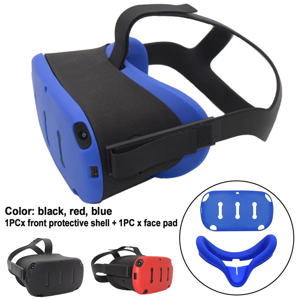 Easy Install Replacement Part VR Face Pad Set Silicone Non Slip Lightproof Head Cover Front Protective Shell For Oculus Quest