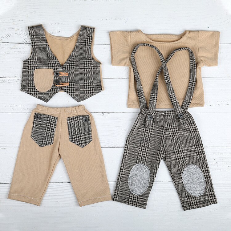 0-1M Neue Geboren Baby Kleidung Mädchen Jungen Hut Plaid Kostüm Wenig Gentleman Neugeborenen Fotografie Requisiten Foto Studio zubehör Hosen