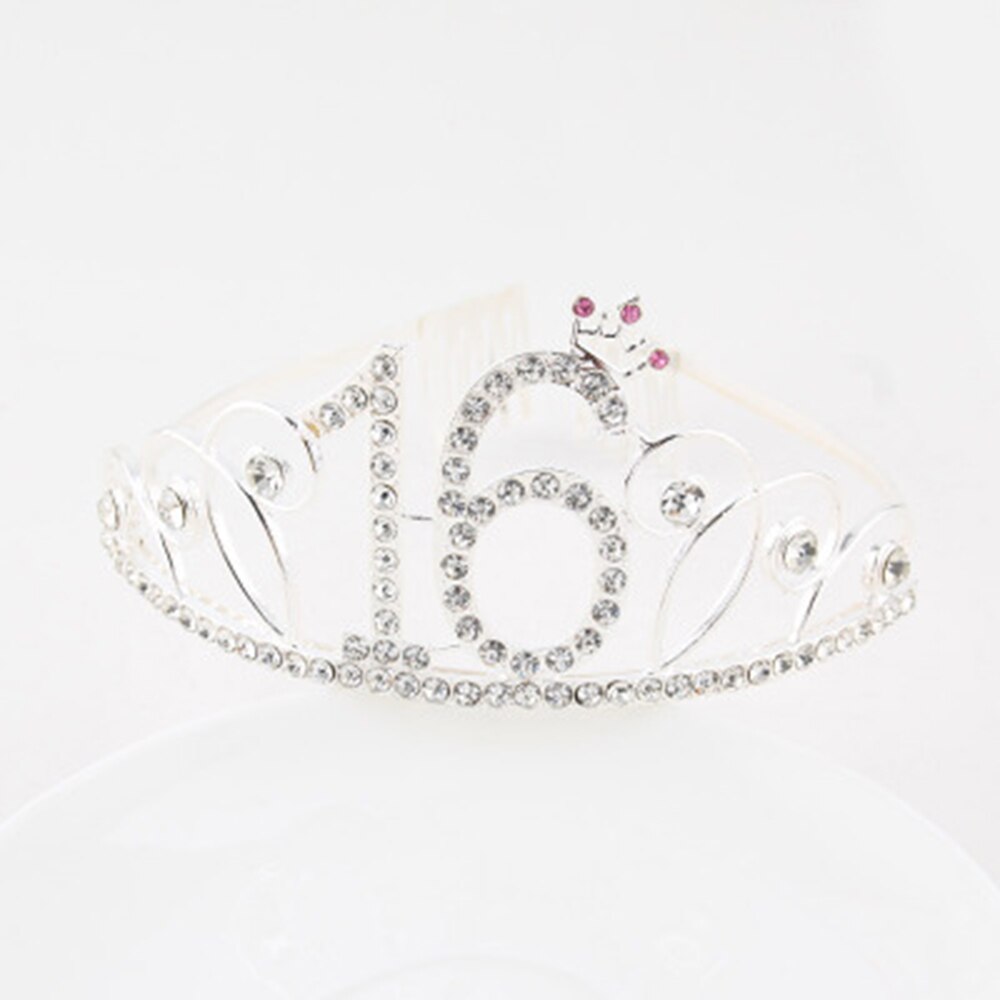 16 18 21th Verjaardag Prinses Tiara Kroon Hoofdband Bruids Haar Band Haar Accessoires Hoofdtooi Bruiloft Voor Vrouwen Anniversary 30: Silver-16