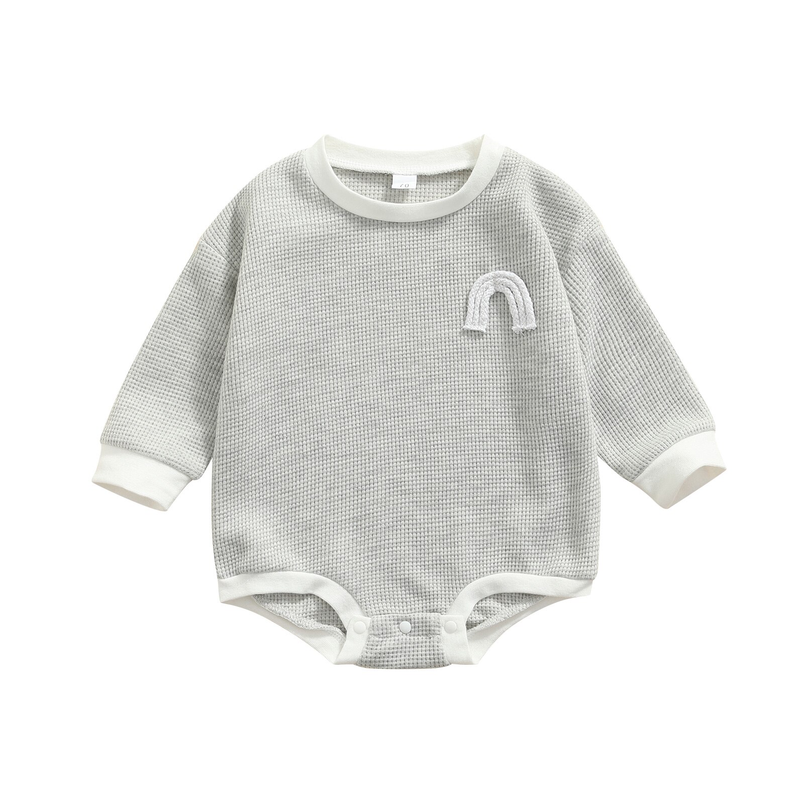 Baby-strampler mit regenbogenmuster, langen ärmeln und knöpfen, herbst-Overall, hübsche Outfits für mädchen und jungen: C / 12m