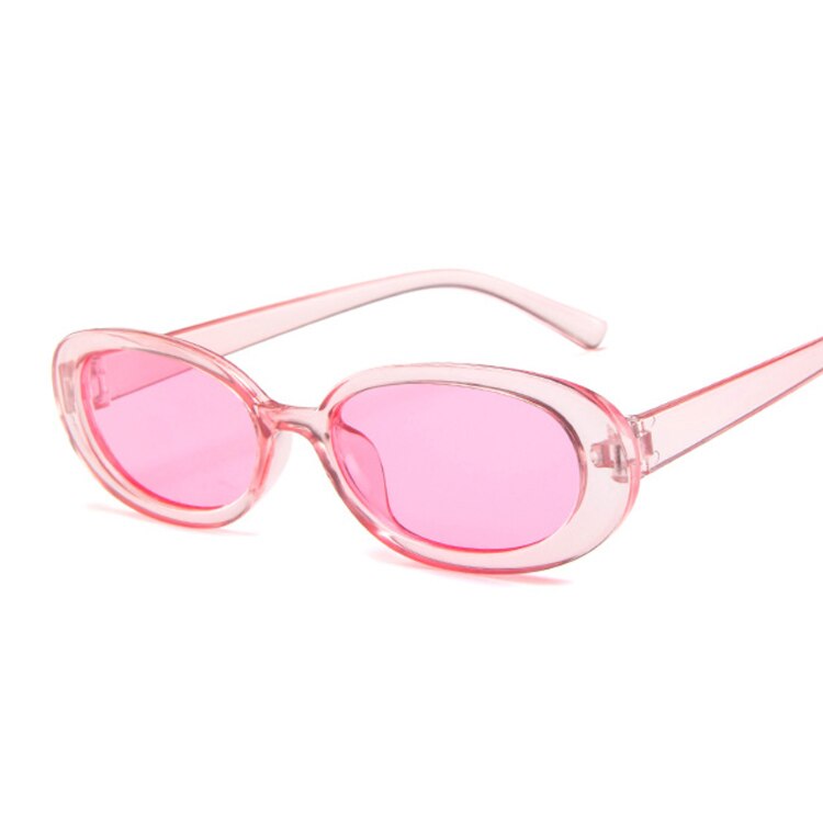 Kvinder ovale solbriller solbriller kvinder vintage briller kvindelige gennemsigtige linser dame  uv400: Lyserød