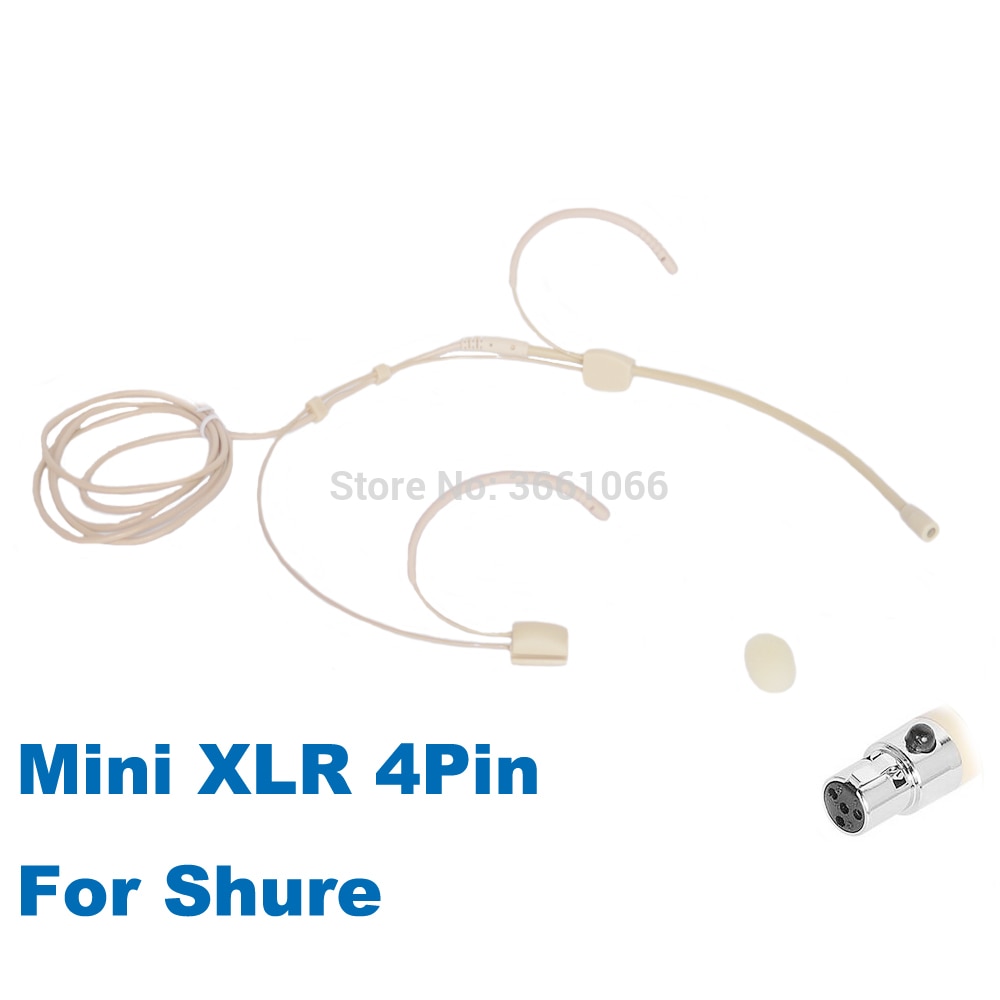 Omidirectional Microdot Headset Microphone For SHURE Wireless System Head-mounted Headworn - Mini XLR Ta4f Connector 4SH-003