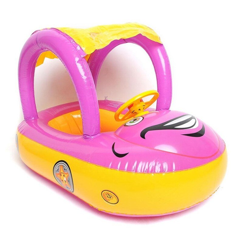 0-3 Years Thickened Car Boat with Steering Wheel Baby Float Seat Car Children Rubber Circles Swimming Accessories