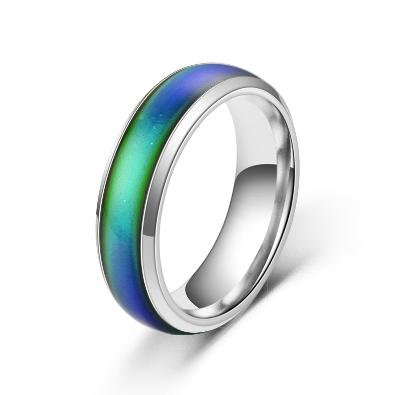 1 stücke Edelstahl Stimmung Ring Ändern Farbe Ringe Emotion Gefühl Temperatur Ring für Frauen Männer Paare Ringe Schmuck: 12 / Silber
