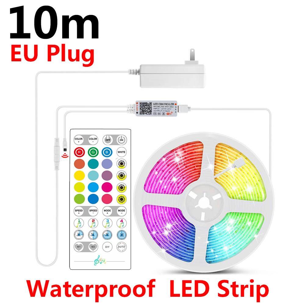 Tuya Smart WIFI LED Music Strip Light Work with Alexa Google Assistant Voice Control RGB LED Waterproof Dimming Lights Strip: 10m EU WiFi Strip