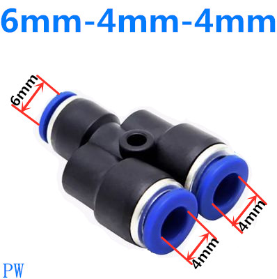 Rörkopplingar plast pneumatisk koppling koppling snabb tryck för luft vatten anslutning py pw anslut 4 6mm 8mm 10mm 12mm y form: Pw 6-4