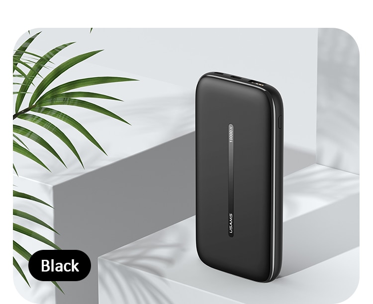 USAMS chargeur sans fil batterie d'alimentation QC 3.0 PD charge rapide chargeur de batterie externe Powerbank pour Xiaomi/iphone/Huawei Mobile: Black