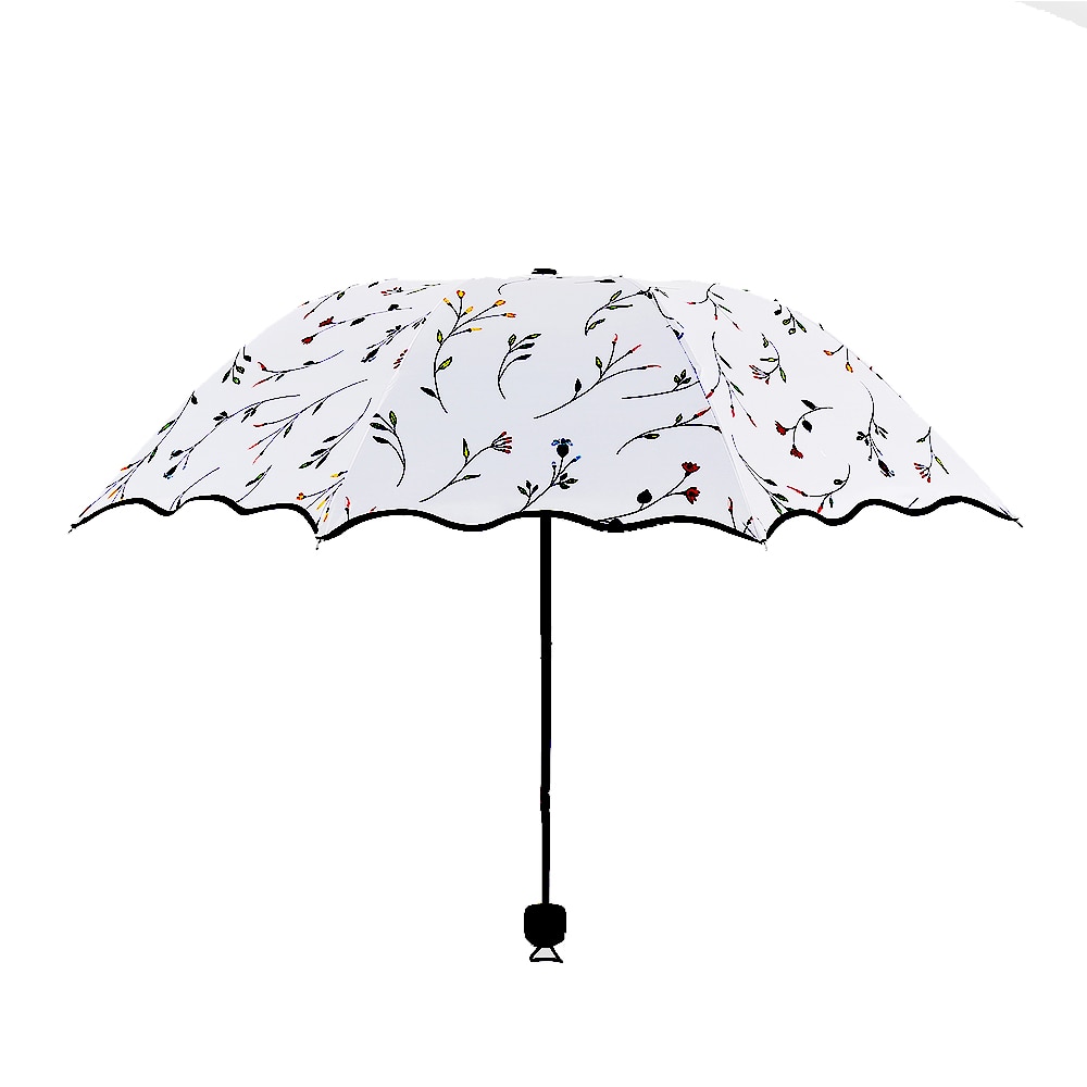 Becautiful Bloem 3 Opvouwbare Paraplu Vrouw Anti-Uv 50 + Uv Zon Bescherming Paraplu Winddicht Zwarte Coating 8K Parasols Paraplu
