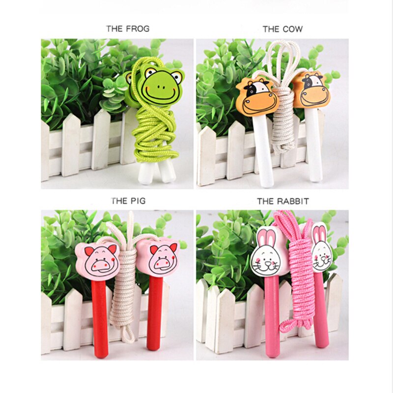 2M Tiere Holz Griff Springen Springseil Fitness Übung Sport Ausrüstung Pädagogisches Kinder Kinder Jungen Mädchen Spielzeug