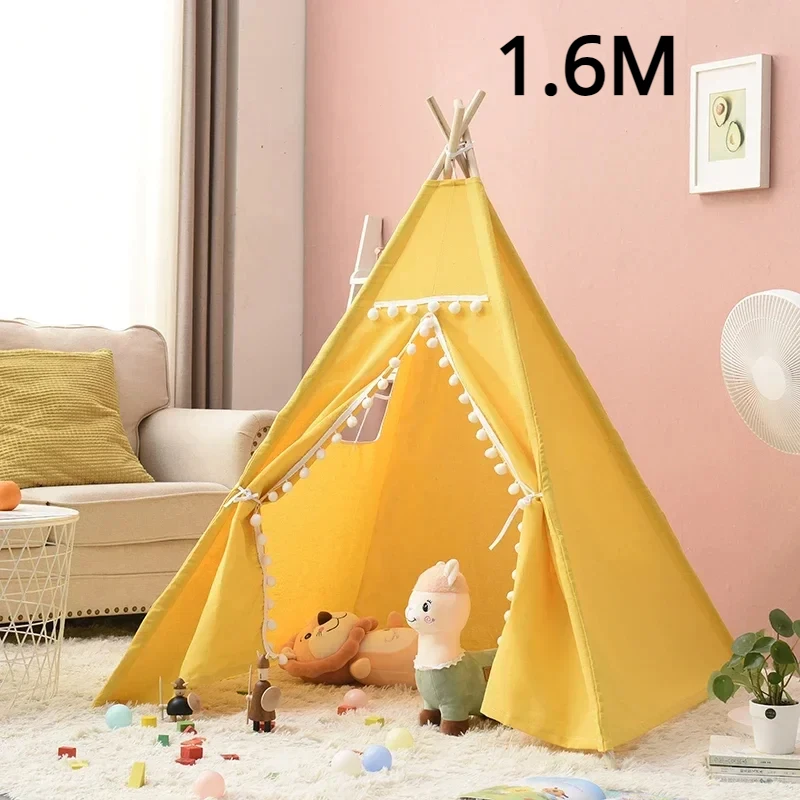 Tienda de campaña de 1,6 metros para chico, casa de juegos Wigwam para niños, tiendas Tipi portátiles para niños, tienda tipi Infantil para chico, sala de juegos para niñas: Negro