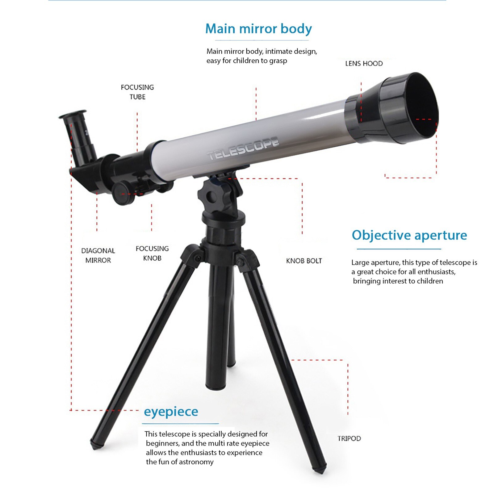 Juguetes de telescopio astronómico para niños, educación científica, Monocular clásico de alta potencia, interactivo para padres e hijos