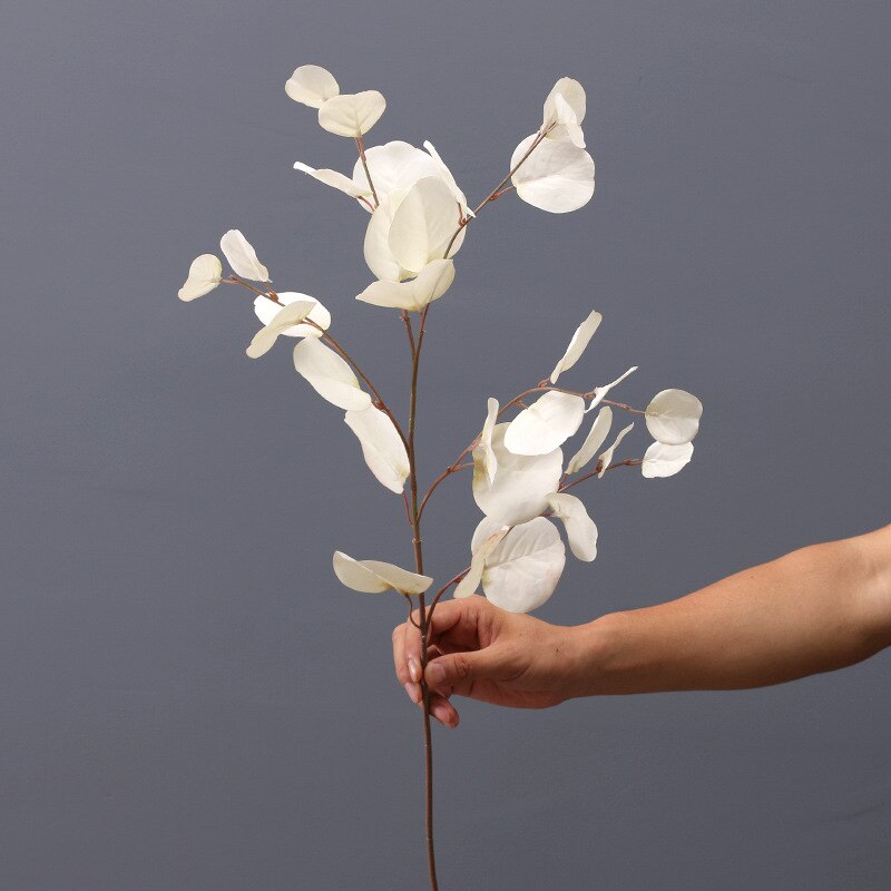 Artificial Plant Eucalyptus Apple Leves Silk Simulation Plants Leaf Flower Wedding Hall Home Hotel Office Garden Decoration: Autumn white