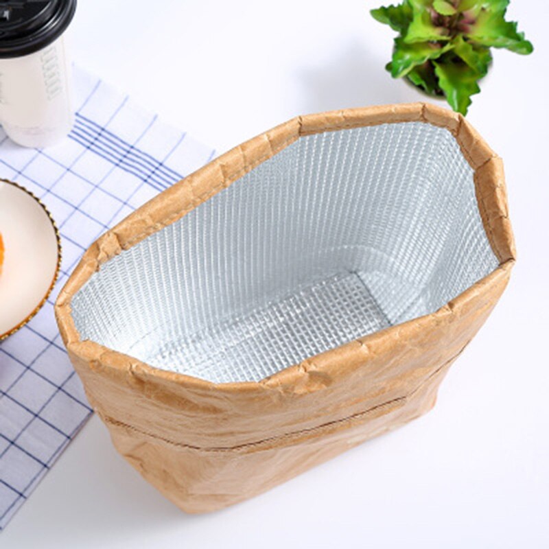 Simpel genanvendelig papir frokostpose unisex bærbar morgenmadspose taske til kvinder mænd bolsa termica
