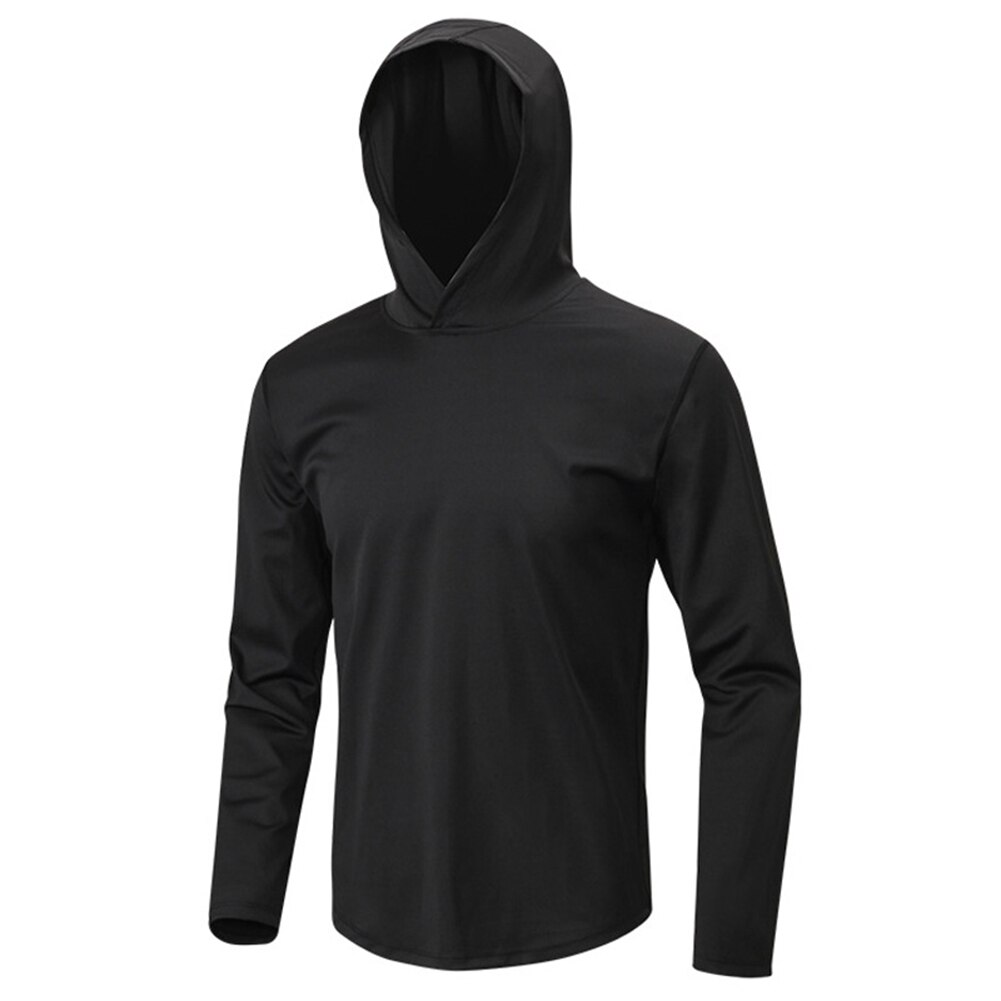 Men Quick Dry Long Sleeve Workout Athletic Hoodie Jacket Sports Training Hooded Coat XD88: S / Black