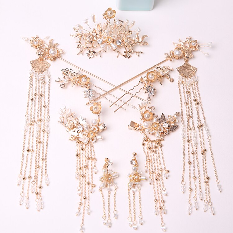 Accesorios para cabello de mujer Hanfu, accesorio para cabello de Hanfu, horquilla Kanzashi, estilo chino simple, adornos para el cabello, Kanzashi: Sets