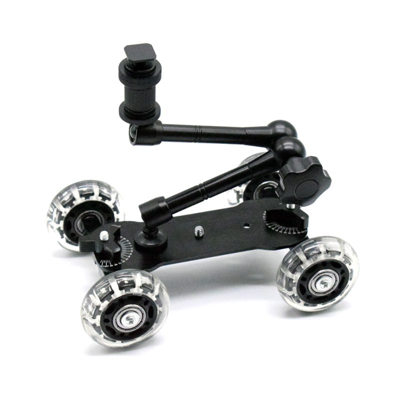 Mobile Rolling Sliding Dolly Stabilizer Skater Slider 11 Inch Articulating ic Arm Camera Rail Stand Photography Car: Default Title